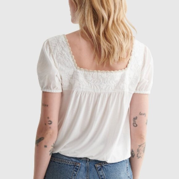 Embroidered Anglaise Square Neck Blouse - Picture 2 of 8